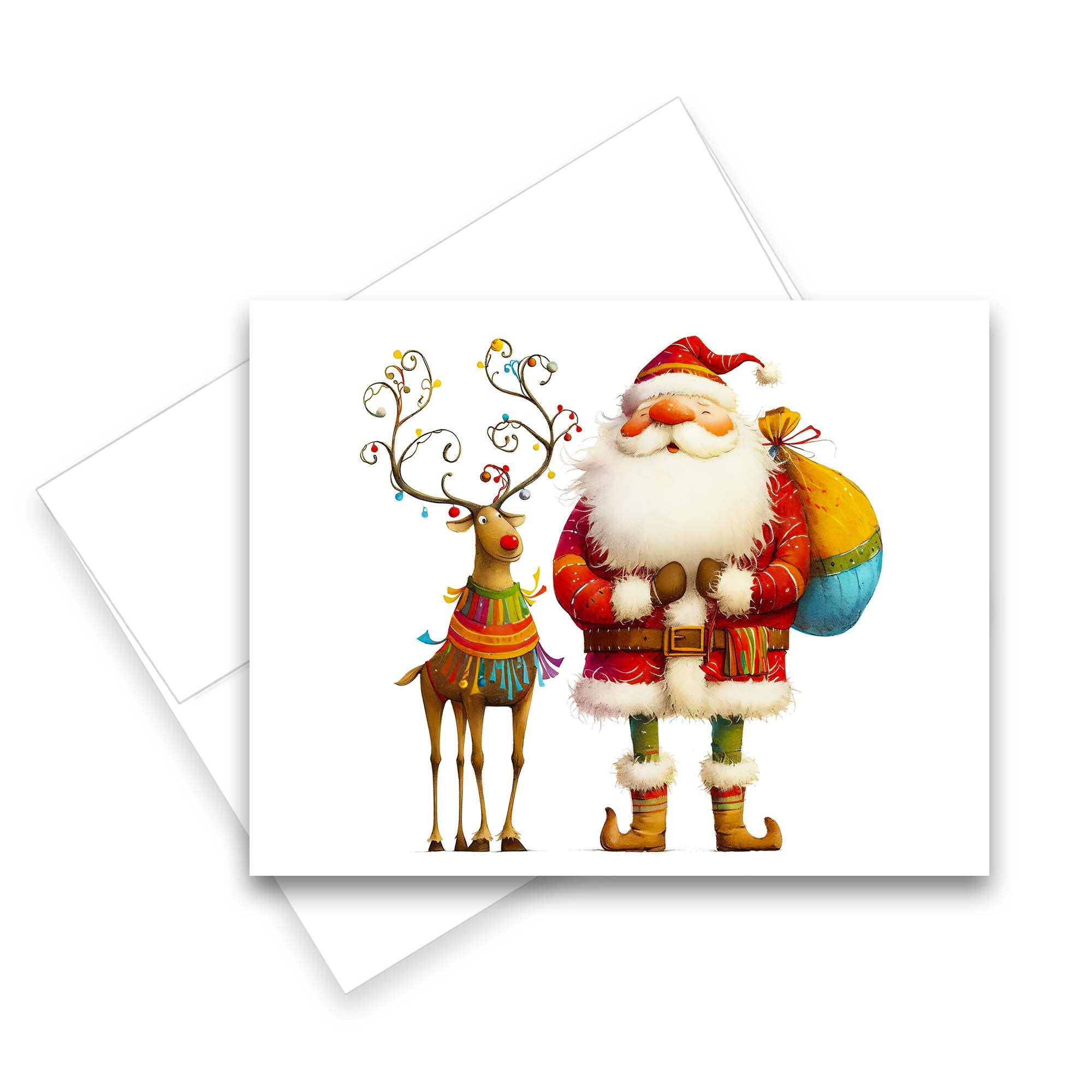 Aria Rae - Wholesale Christmas Card - Assorted Christmas Santa Reindeer Note Cards, Set of 65