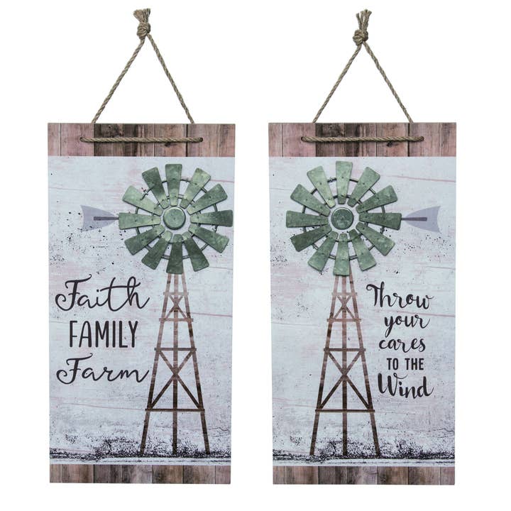 Transpac - Wholesale Wall Accent - CLOSEOUT Transpac MDF Windmill Wall Decor Set 2 Spring Home