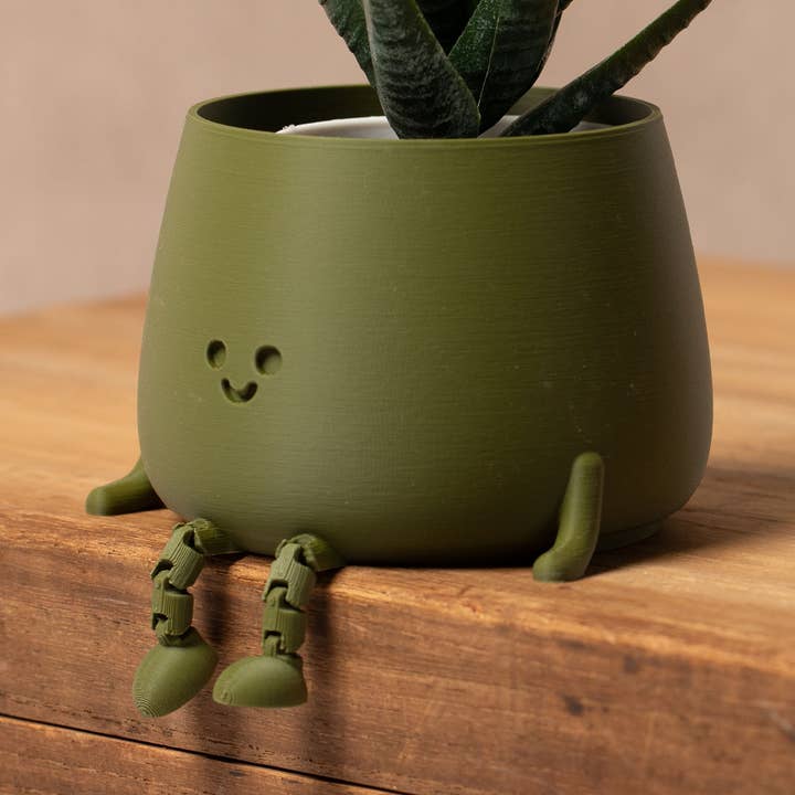 Pot de Fleurs Heureux - Vert Mat pour la vente par Ingadi