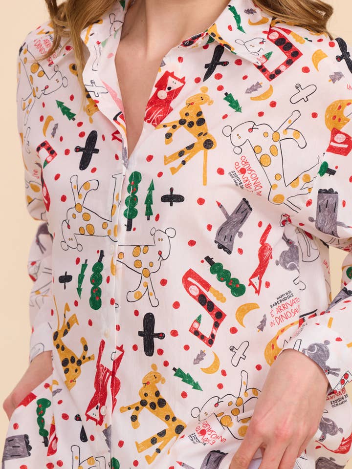 Ecru Printed cotton shirt for wholesale on Faire4