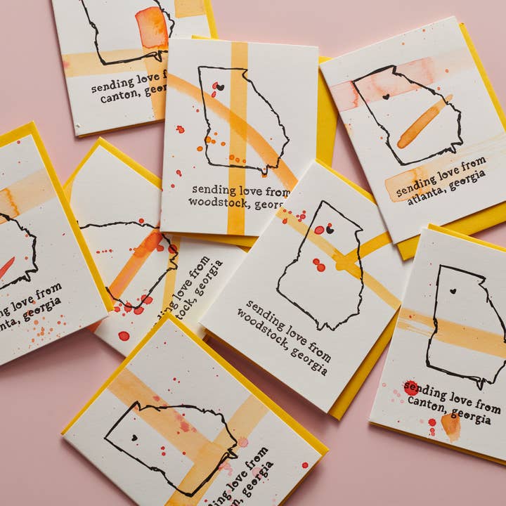 Custom State and City Watercolor Sketch Card for wholesale by Beau Paper Co.