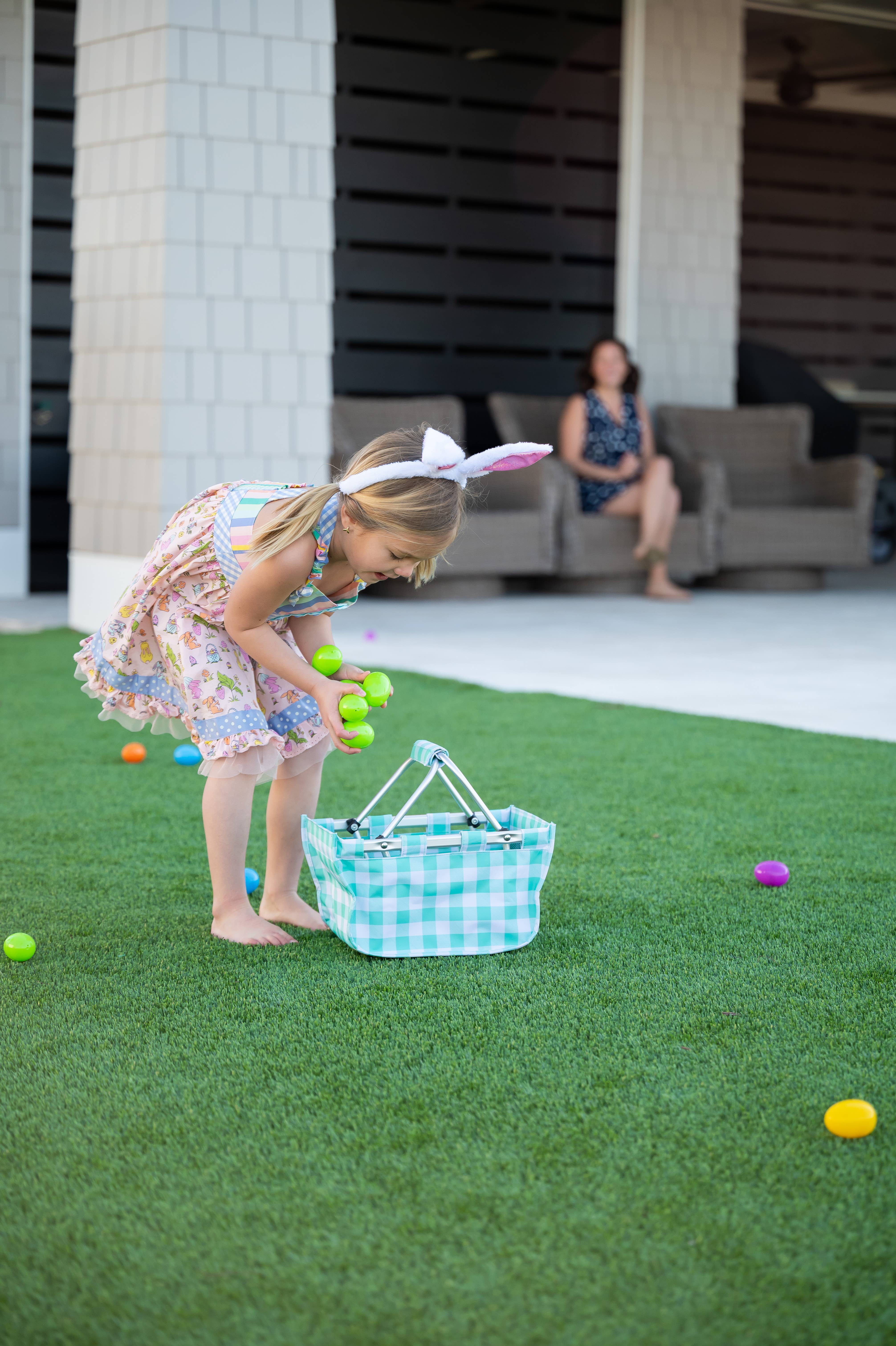 Viv&Lou - Wholesale Grocery/Shopping Bag - Mint Check Mini Market Tote2