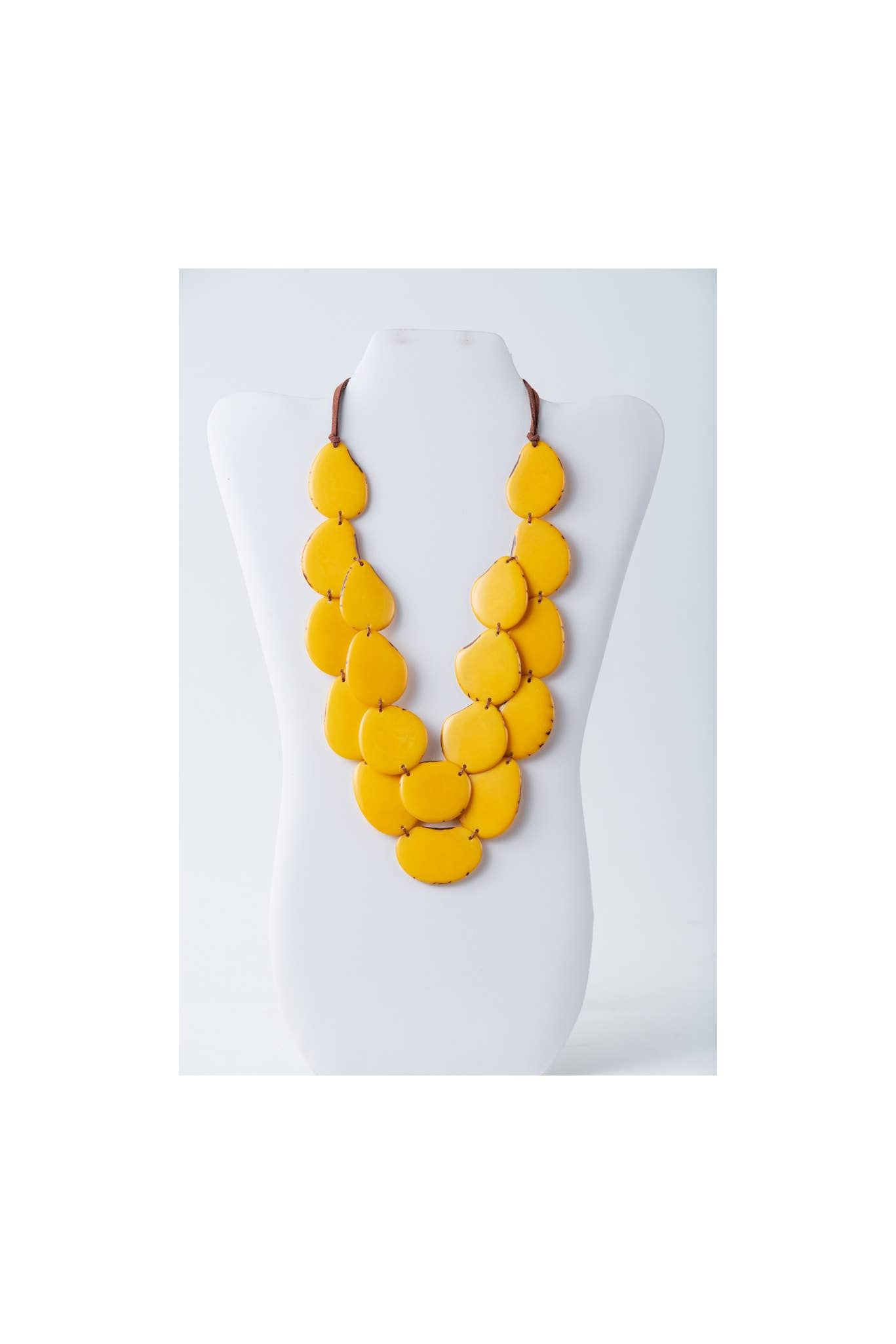 TaguArtsy – wholesale Bib necklace – Amoya Two stranded long Organic Tagua Nut Necklace ONLY12