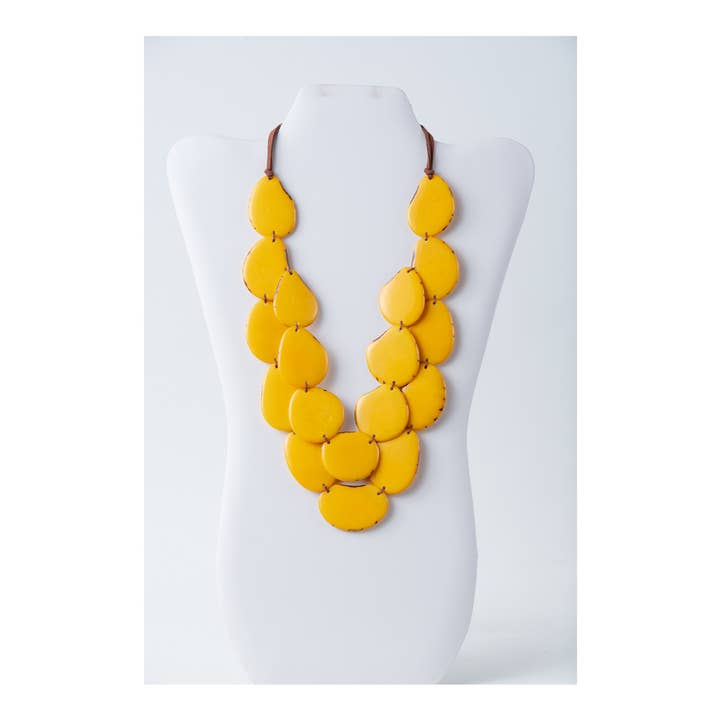 TaguArtsy - Wholesale Bib Necklace - Amoya Two stranded long Organic Tagua Nut Necklace ONLY2