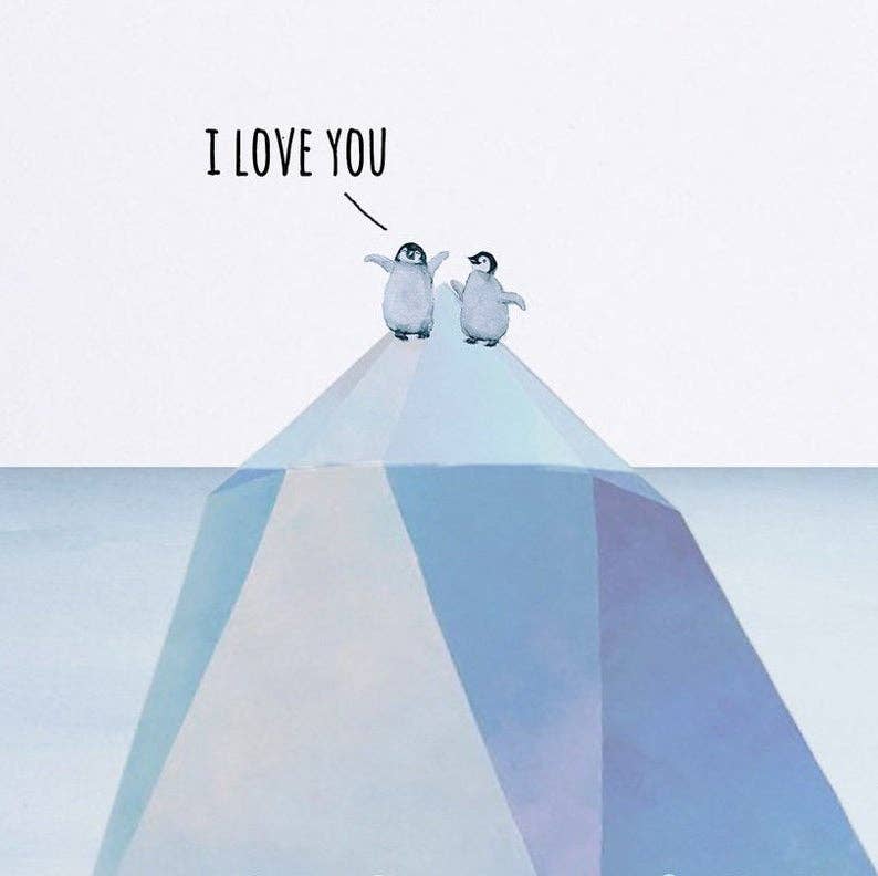 Liyana Studio - Wholesale Love Card - Penguin Iceberg Love - Funny Anniversary Card1