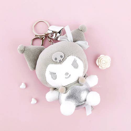 K_Wonderland - Wholesale Keychain - Women's - Snario Characters Luxury Silver Plush KeyRing, BagCharm-13cm