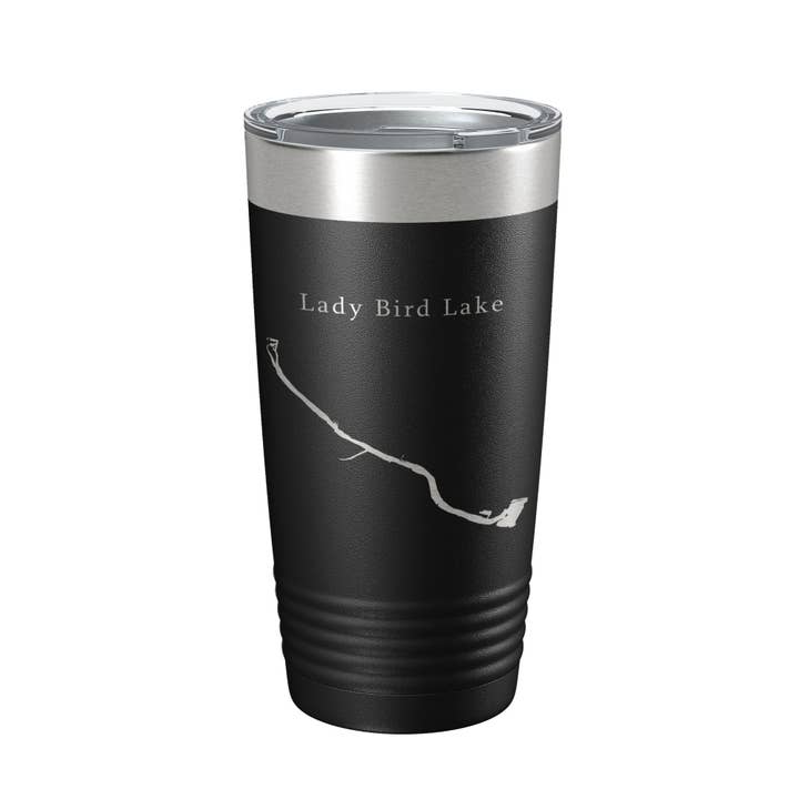 Lady Bird Lake Map Tumbler Travel Mug Insulated Laser Engraved Coffee Cup Austin Texas 20 oz for wholesale by CarveBright