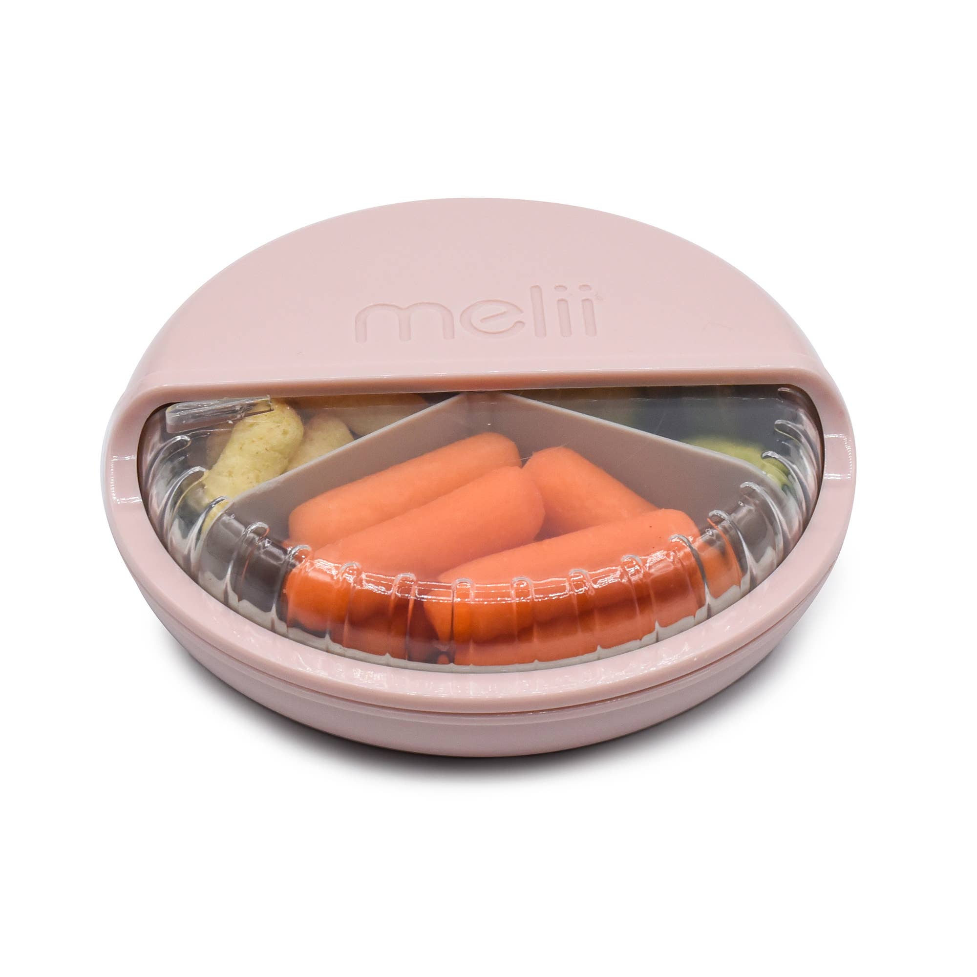 HIC - Harold Import Co. - Wholesale Food Storage Cubes - Kids & Baby - Melii Spin Snack Container with 3 Compartments1