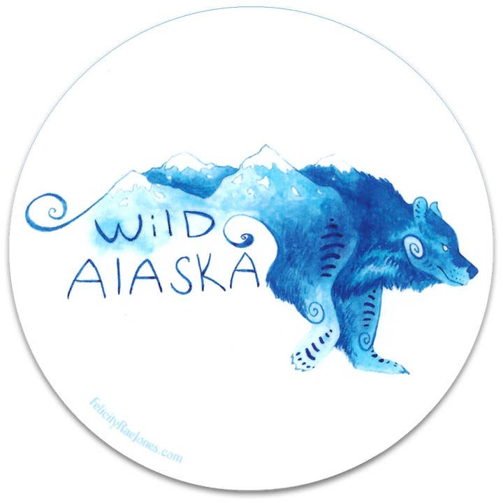 Pegatina de vinilo "Oso de montaña de Alaska salvaje" para venta al por mayor de FJ Creations