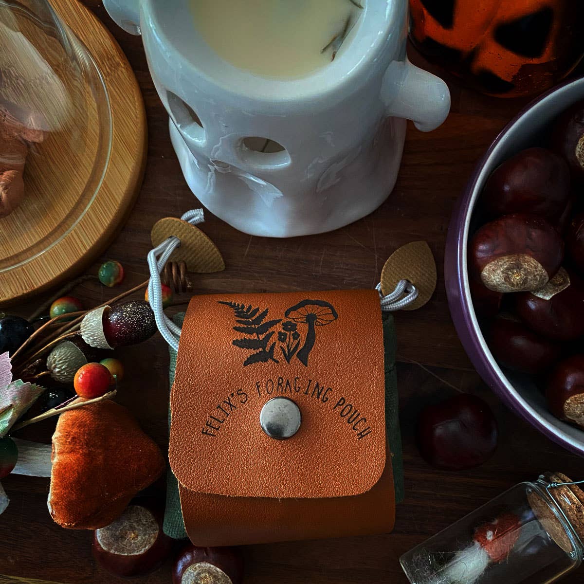 Where The Wildlings Roam - Vente Pochette – femme - Sac bourse vert forêt en toile avec cordon de serrage pour la cueillette2