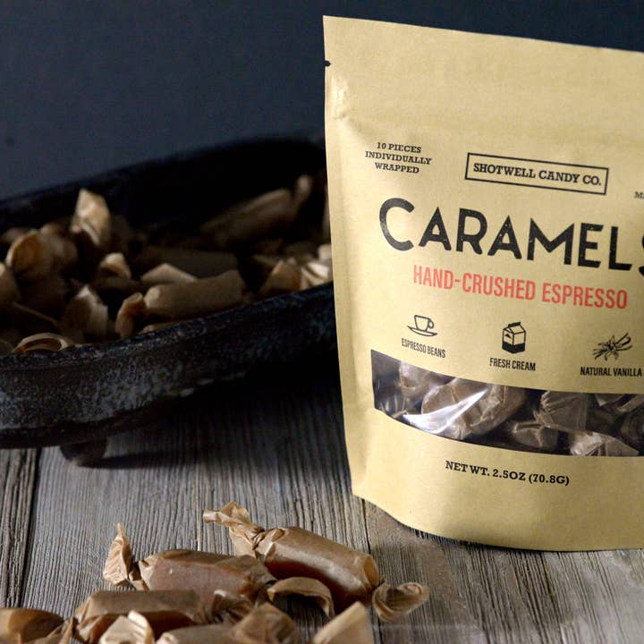 Shotwell Candy Co. - Wholesale Caramel - 2.5oz Hand Crushed Espresso Caramel1