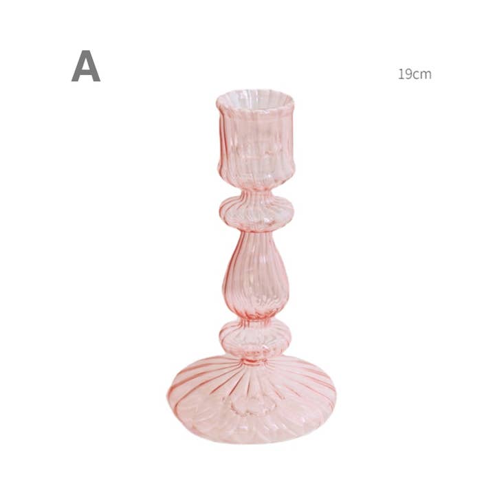 IVORE.GROUP (We cover All Import duty) - Wholesale Candle Holder - Pink Wedding Table Centerpieces Glass Candlestick Holder