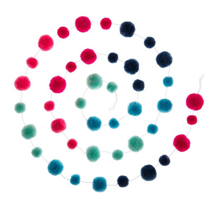 PomPom Galore - Vendita all'ingrosso Bandierine/Ghirlande - Ghirlanda Sherbet Pom blu, verde e rosa1