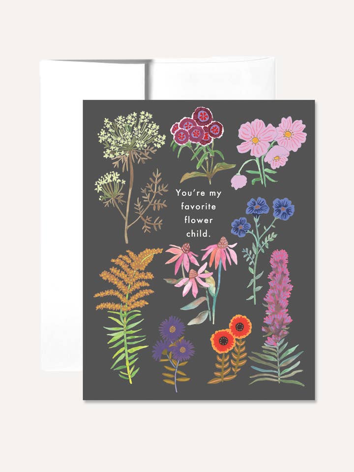 You're My Favorite Flower Child Greeting Card for wholesale by Persika Design Co.