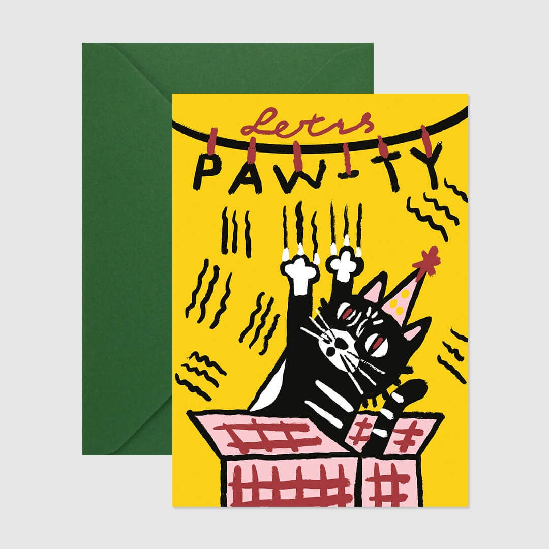 Redy. - Wholesale Birthday Card - Paw-ty Cat Birthday Greeting Card (Folded) + Envelope1