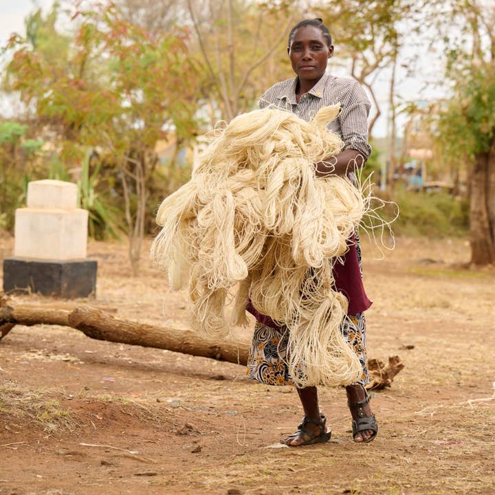Natural CHAMA: Khaki & White Colour Block Storage Basket | Plant Pot Cover | Desk Tidy | Blanket Storage for wholesale on Faire3