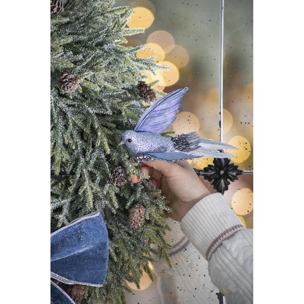 A&B Home Group Inc. - Wholesale Ornament - 7x2,5x3"H Glinsterende Blauwvogel Ornament Klem2
