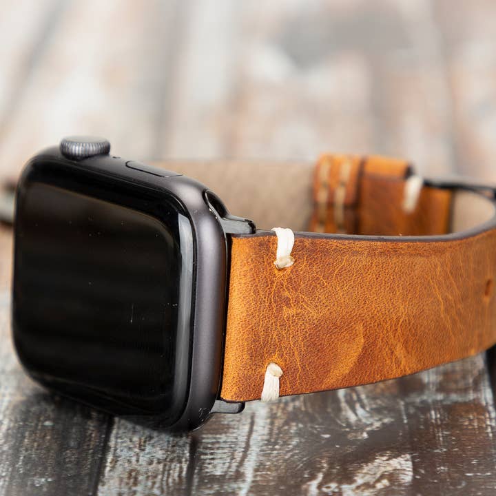 Cinturino da polso in pelle fatto a mano con cinturino Apple Watch per la vendita all'ingrosso da parte di Renna Leather