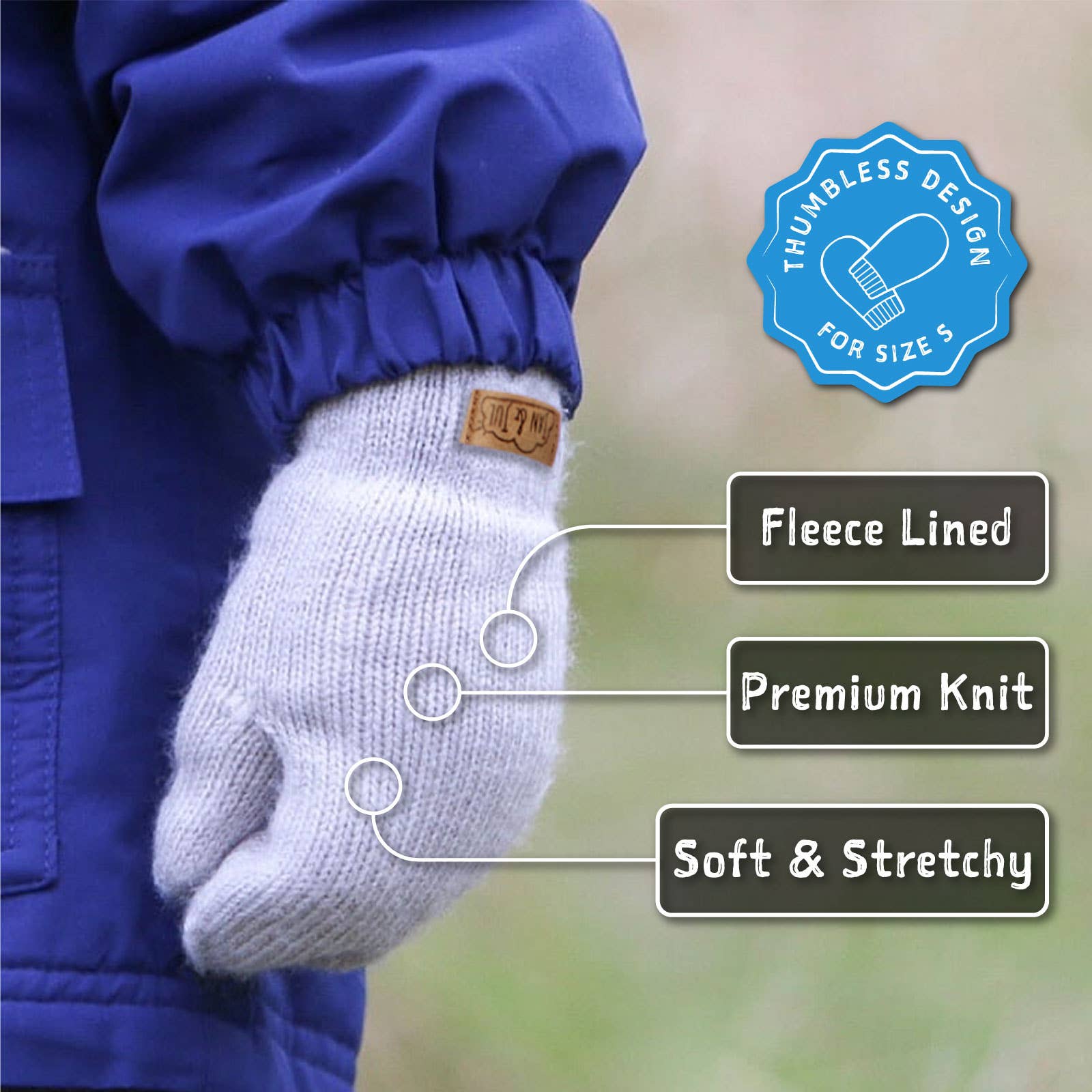 Jan & Jul - Wholesale Mittens - Kids - Dark Grey | Knit Mittens6