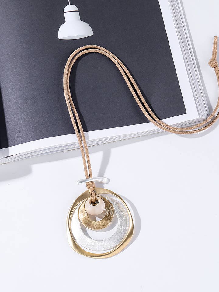 Oval Pendant Leatherette Necklace N3695 for wholesale by Ole