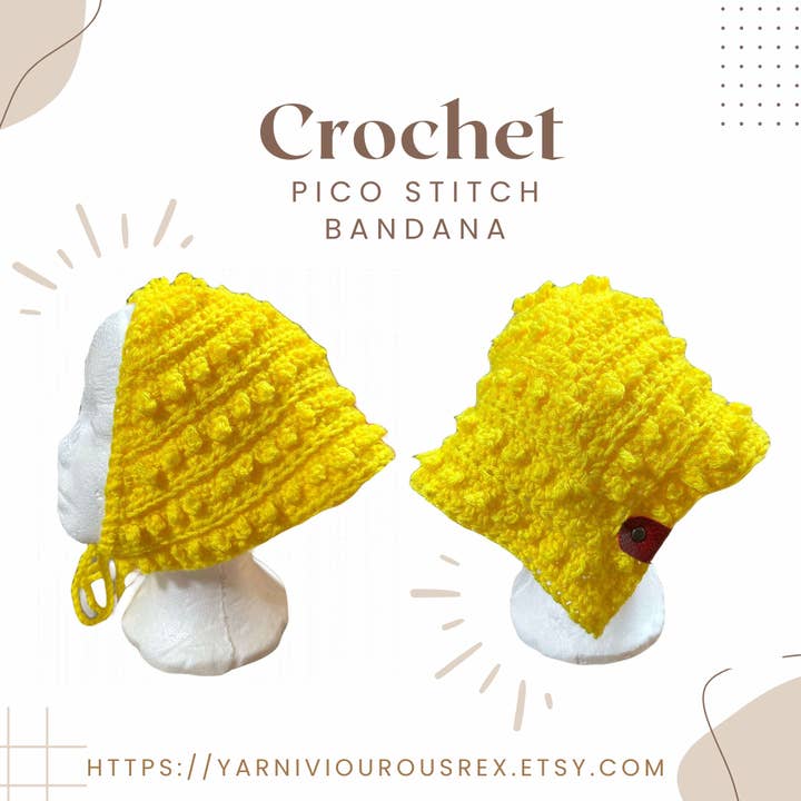 Gul Pico Stitch Bandana för wholesale av Yarniviourous Rex