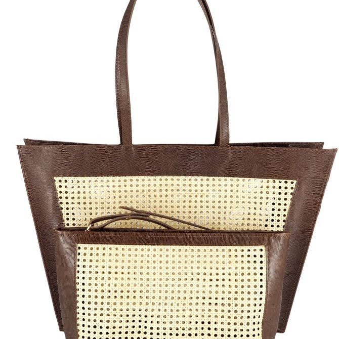 BRUN KORNET SÅL TOTE TASKE & KOBLING | 2 TASKER I 1 for engroshandel hos Theolivashop