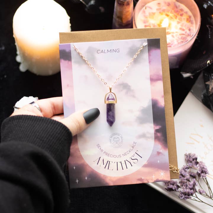 Something Different Wholesale - Wholesale Everyday Greeting Card - Amethyst Crystal Necklace on Greeting Card