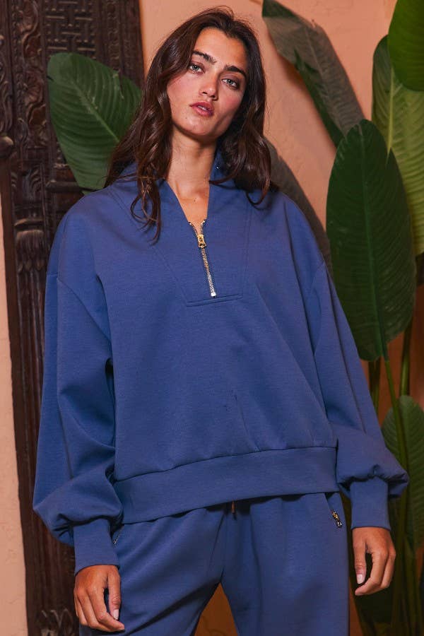 BUCKETLIST INC - Wholesale Sweatshirt - Women's - IT2154 Half Zip-up Scuba Sweatshirts2