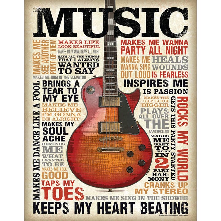 Music Inspires Me Tin Sign for wholesale by Desperate Enterprises