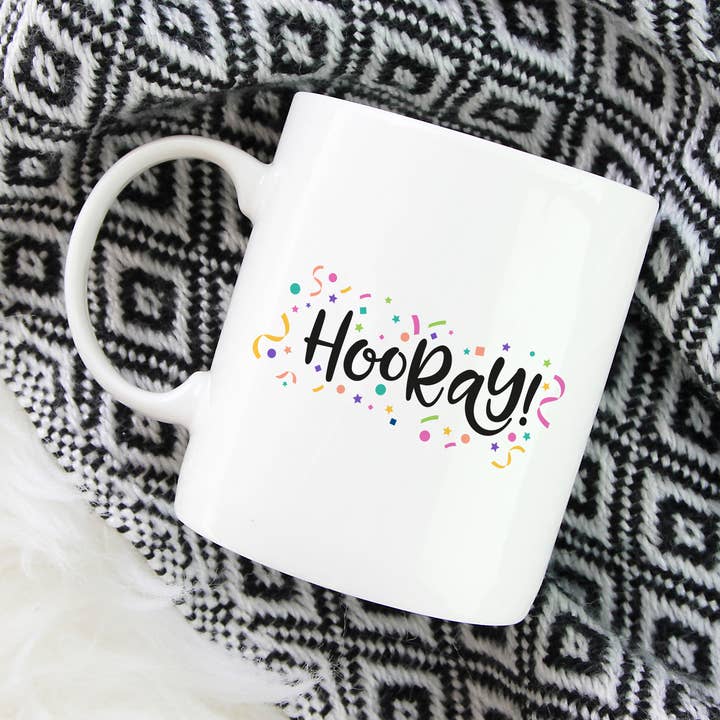Hooray! Confetti Mug for wholesale by Sarah Hurley