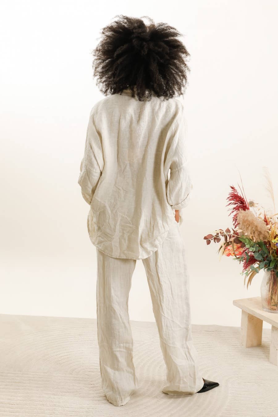 la maison des fibres naturelles – Engroshandel Skjorte med buttondown – til kvinder – Stor skjorte med lige snit i store størrelser 20090 100% hør6