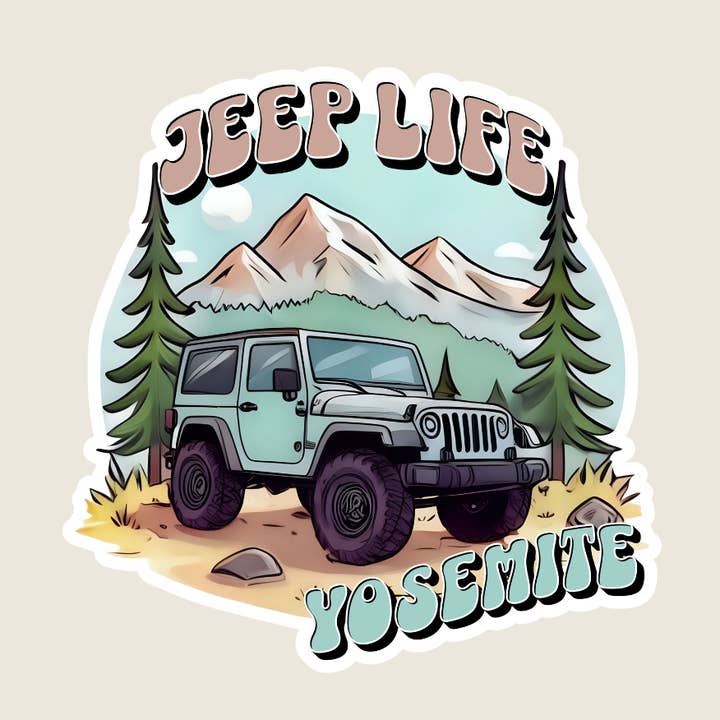 Adesivo Souvenir Personalizzato Mountain Jeep Life (M1022) per la vendita all'ingrosso da parte di Shoreline Summit