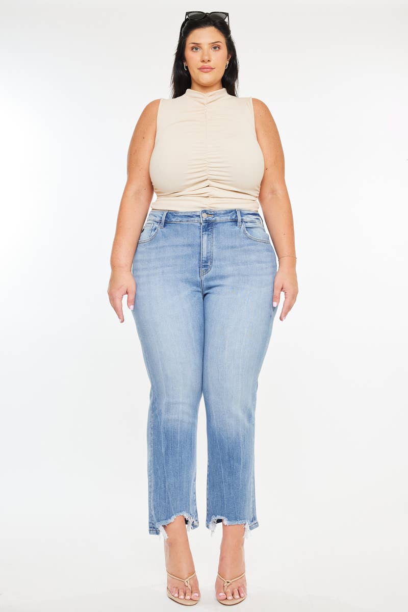 GEMIDDELDE Plus high rise slim crop rechte jeans met medium wassing voor groothandel op Faire6