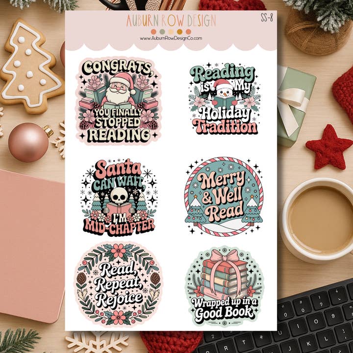 Auburn Row Design - Wholesale Sticker - Bookish Christmas Sticker Sheet6