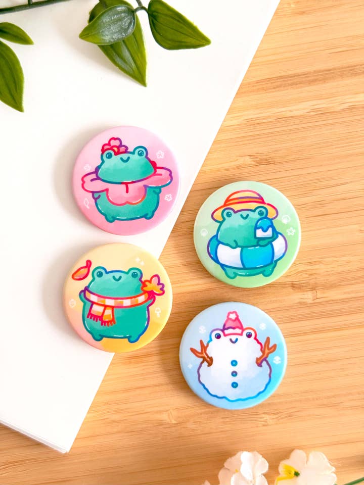 Frogs in Season Button Magnet Set for wholesale by Shiku Designs