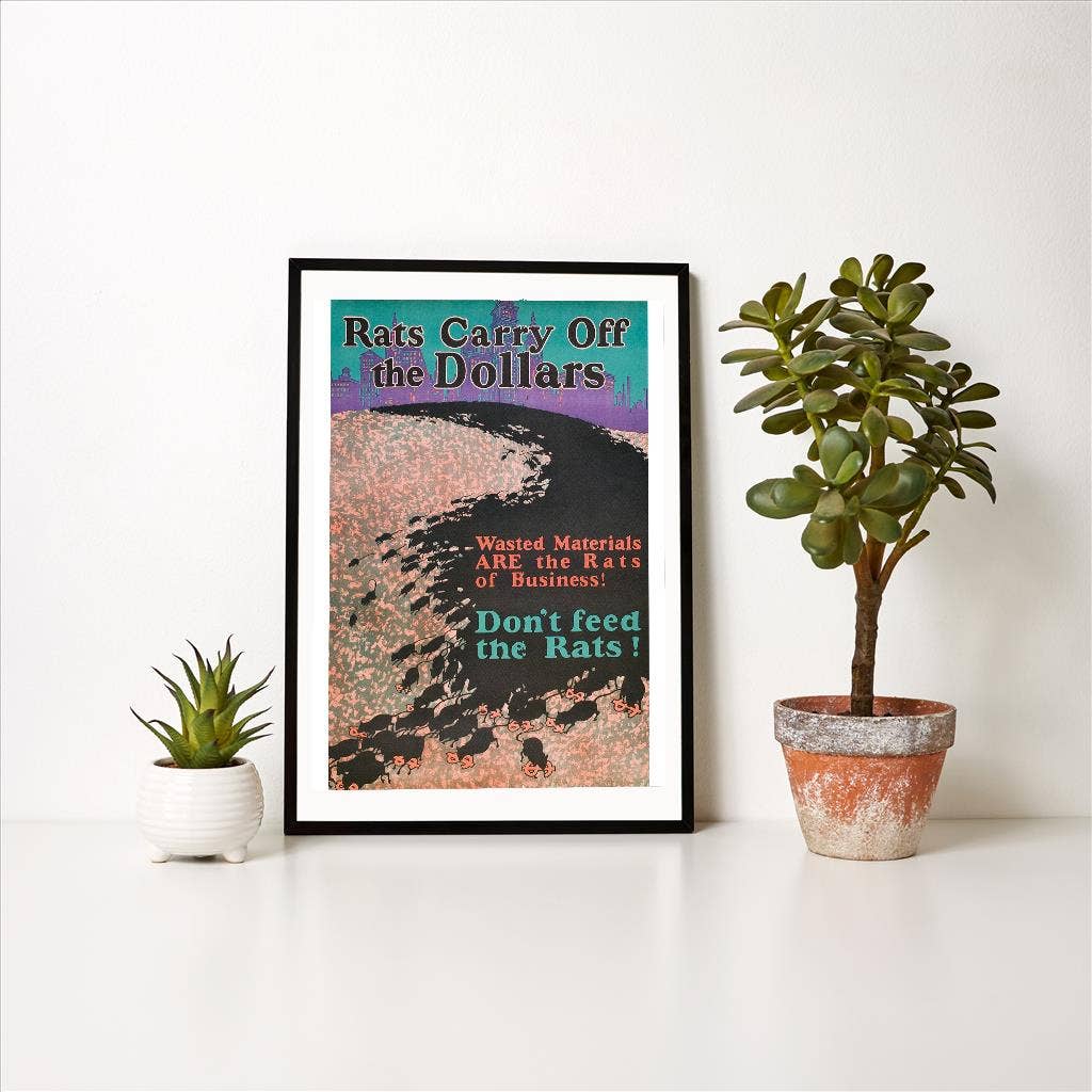 Found Image Press – wholesale Art print – Art Print AM-288 Rats Carry Off the Dollars1