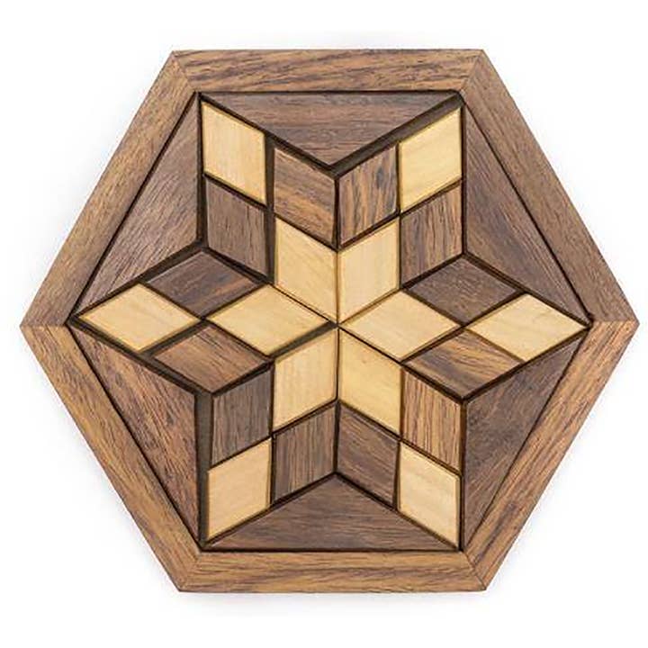 Puzzle de madera Tangram con forma de estrella para niños y adultos, 30 piezas para venta al por mayor de Texas Toy Distribution