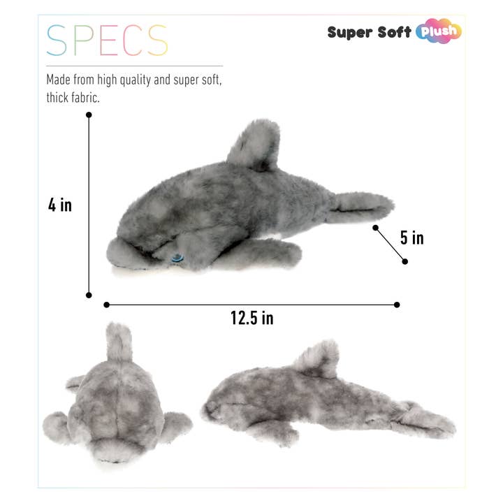Cota Global - Wholesale Knuffels - Kinderen en baby - Superzachte Pluche - Grijze Dolfijn 12,5 Inch