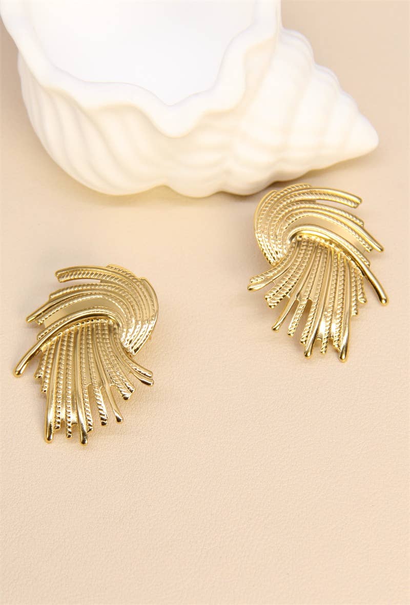 Dorée Boucles D'Oreilles Élégantes En Acier Inoxydable en vente sur Faire1