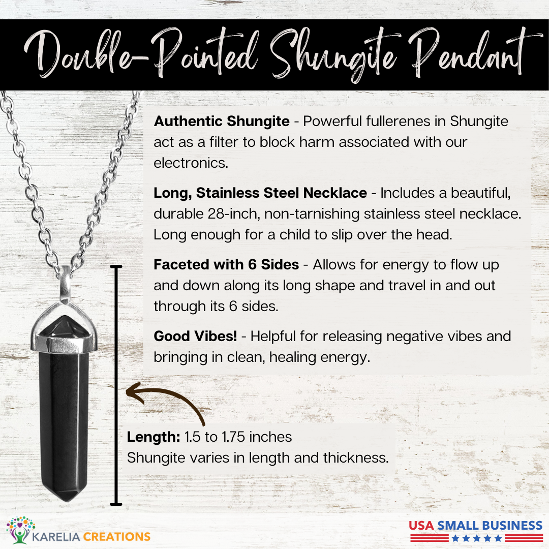 Karelia Creations - Wholesale Pendant/Charm Necklace - 6-Point Shungite Pendant on a 28" Stainless Steel Necklace2