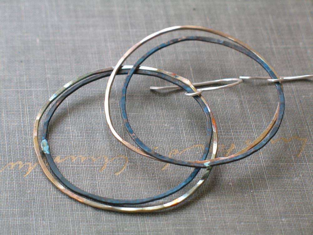 Metamorphosis Metals - Wholesale Hoop Earrings - Two Tone Patina Hoops0