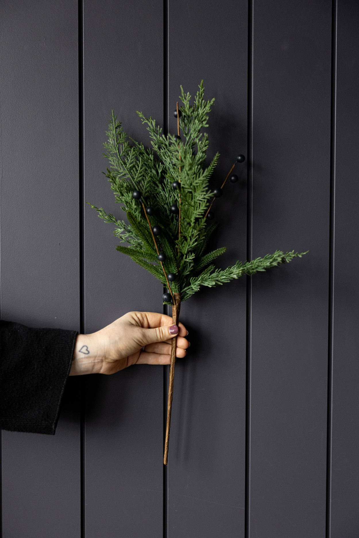 Luxe B Co - Wholesale Artificial Flowers - Navy Plum Berry Norfolk Cypress Real Touch Stems3