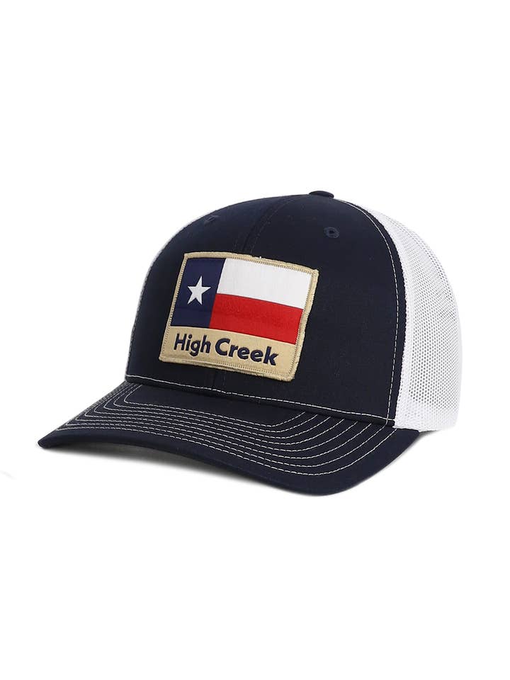 Casquette à filet avec drapeau TX rustique High Creek - Marine pour la vente par High Creek
