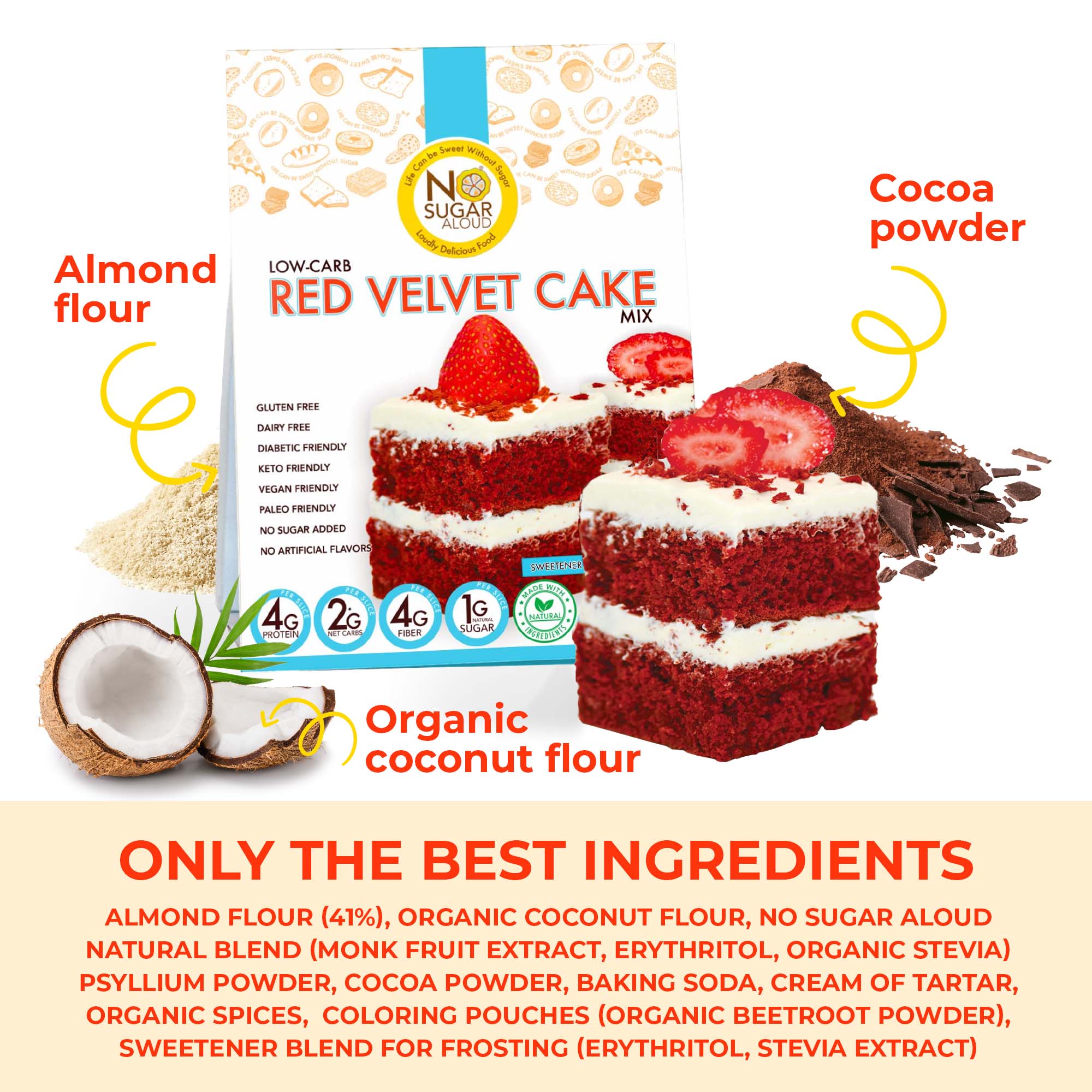 No Sugar Aloud LLC - Wholesale Cake Mix - Low-Carb Velvet Cake Mix5