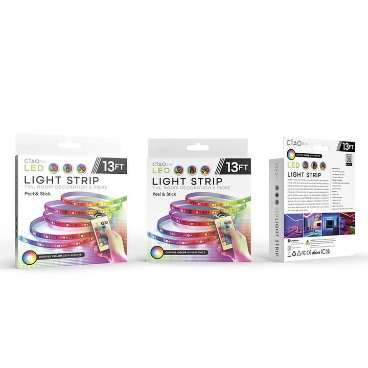 Lifeware Group LLC - Wholesale String Lights - 13 ft LED Light Strip Adhesive Back USB, Remote Control2