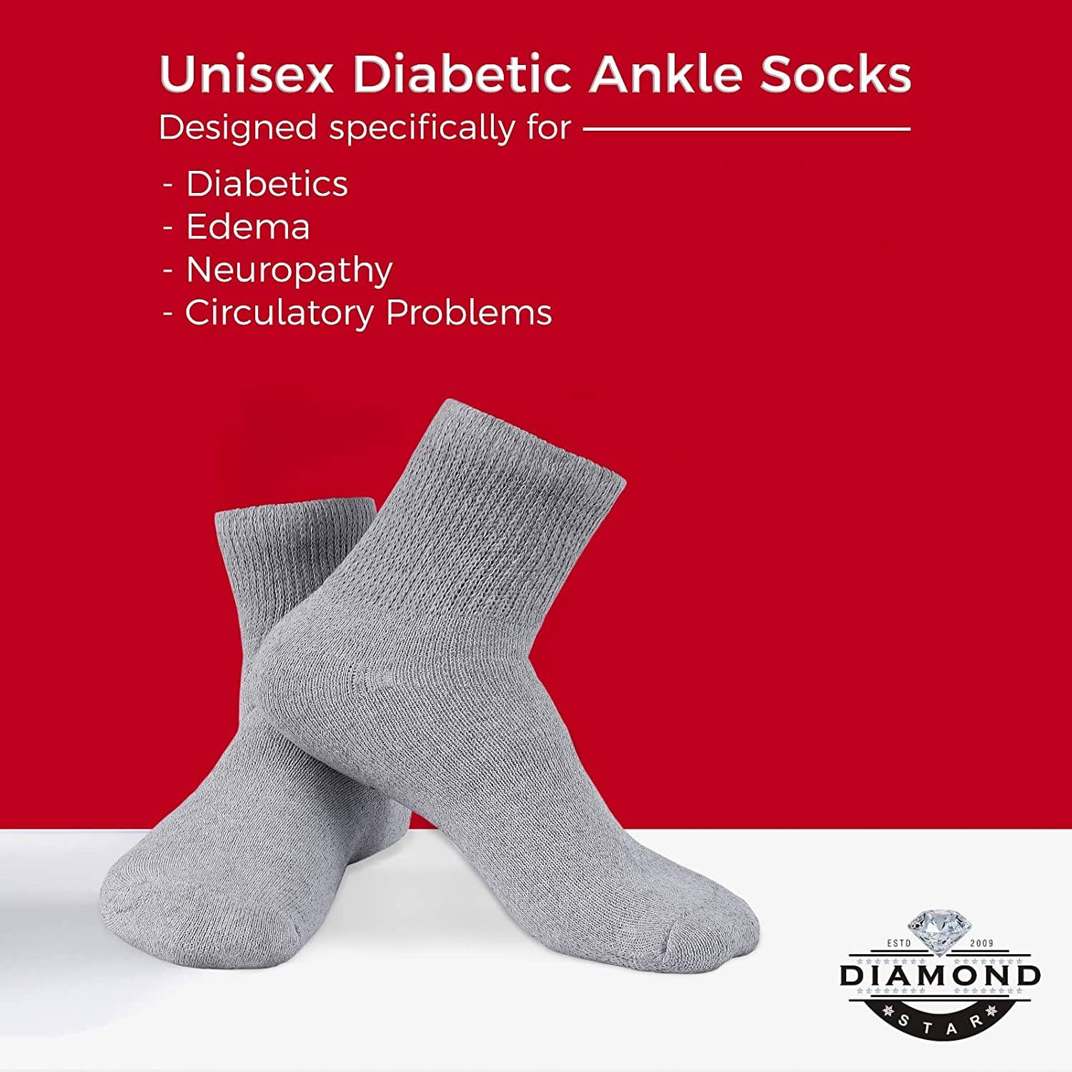 VINCO GROUP - Wholesale Socks - Unisex - Diabetic Ankle Socks, Non-Binding Circulatory Doctor Approved Cushion Cotton Quarter Socks for Men’s Women’s.11