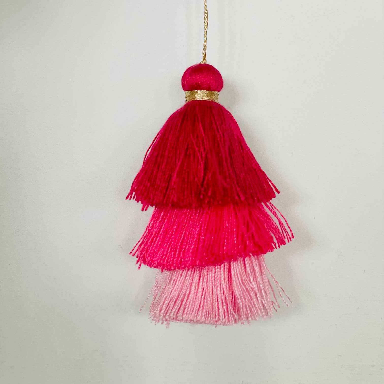 Palmy Pineapple - Wholesale Keychain - Women's - 3 Tiered Ombre Cotton Tassel with Gold Loop3