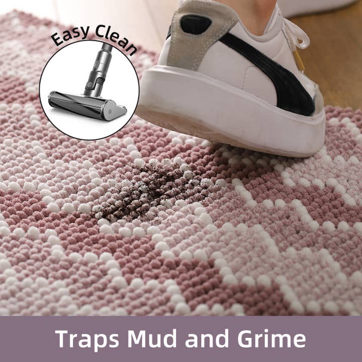 Kasentex - Wholesale Bath Mat - Bathroom Rug Soft Plush Chenille Geometric Design Non-Slip