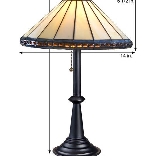 J Devlin Glass Art & Bert Anderson Collection - Wholesale Accent/Desk Lamp - Amber Blue Tiffany Stained Glass Table Lamp J Devlin Lam 646