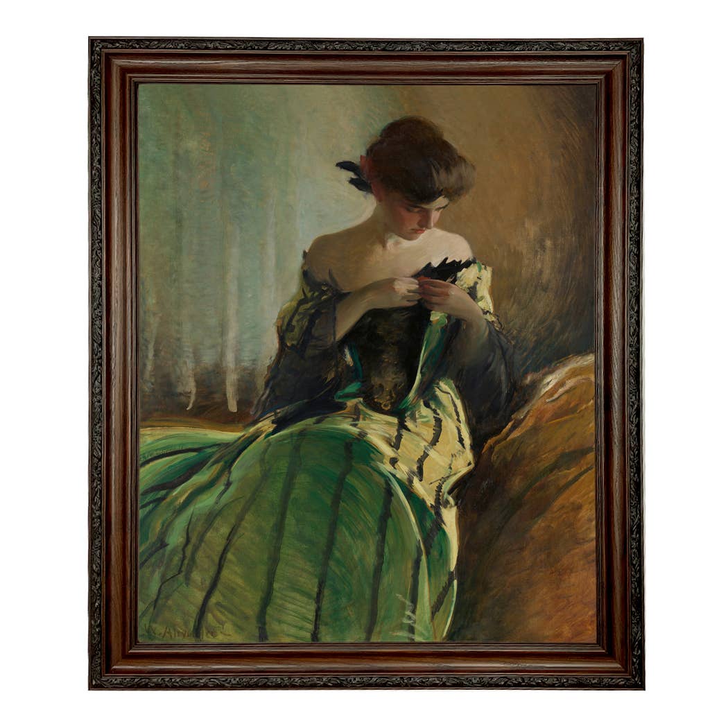 Madison Bay Co. - Historical Home Decor Reproductions - Vendita all'ingrosso Stampa artistica - Stampa su Tela Vintage di Donna in Abito Nero e Verde62